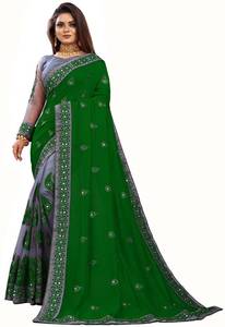 인도 제조에서 여자와 소녀 Partywear sare를 위한 최상 무거운 결혼식 착용 Saree 한 벌 - Product Image 4