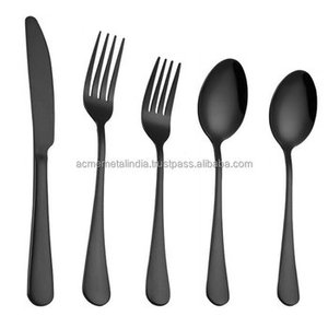 Set of 5 <b>Spoon</b> Folk Knife Cutlery Set in Stainless Steel with Brass Handle Perfect for Home Restaurant Food <b>Serving</b> - Product Image 6