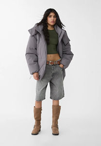 Chaqueta de Invierno Acolchada para Mujer, Diseño Nuevo, OEM, con Capucha, Cierre Completo, Impermeable, de Lona Estampada, Transpirable - Product Image 2