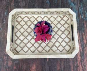 Incrustaciones de hueso de Color negro con decoración de resina Bandeja de servicio para restaurante Hogar Hotel Bandeja decorativa para servir a un precio asequible - Product Image 6