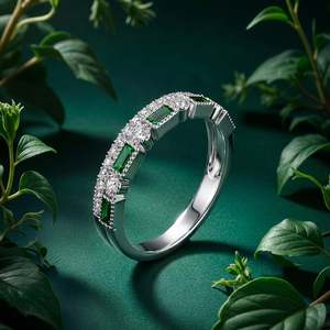 Bague d'éternité double rangée de luxe personnalisée Jeulia pour homme - Platine avec saphirs taillés et pierres turquoise - Product Image 4