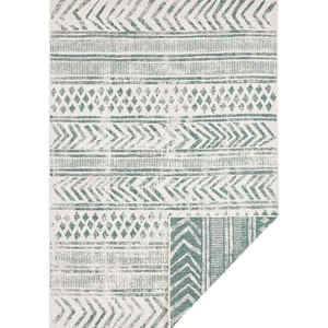 Indoor-<b>Outdoor</b> Reversible Geometric Green <b>Rug</b> by Netline Home Tufted Polypropylene Door Mat - Product Image 1