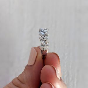 Original 925 Plata Marquesa brillante Moissanite diamante media eternidad anillo de compromiso elegante regalo de boda para fiesta - Product Image 5