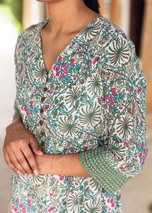 Handmade Botanical Garden Dress <b>Block</b> <b>Print</b> Floral Calf Length Boho Ethical Fashion - Product Image 5