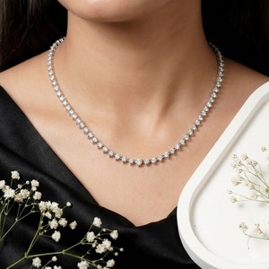 Collar de tenis de plata de ley 925 al por mayor con diamantes de moissanita VVS1 color D para mujer, joyería fina, regalo - Product Image 2