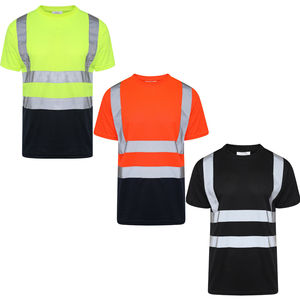 T-shirts de travail pour hommes en coton respirant imprimés sur mesure avec bande réfléchissante 3M – Meilleures ventes, grandes tailles, t-shirts rayés réfléchissants - Product Image 3