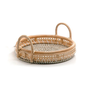 Bandejas de mango de ratán natural para algas marinas, bandejas redondas para fruta, material de algas marinas hecho a mano en Vietnam, superventas - Product Image 6