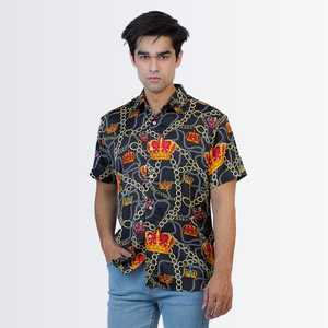 เสื้อเชิ้ตผู้ชายสีดำพิมพ์ลายแอบสแตรก - Product Image 3