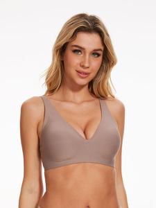 Sujetador con escote en V profundo personalizado, Bralettes de realce de corte bajo para mujer, sujetadores de elevación inalámbricos acolchados y cómodos, Bralette sin costuras para mujer - Product Image 3