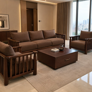 Conjunto de Sofá Moderno de Madera con Estructura de Bloques y Mesa de Centro a Juego para Hoteles de Lujo, Apartamentos y Salones - Product Image 6