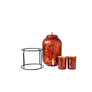 Distributeur d'eau en cuivre Design imprimé de pot Ensemble distributeur de refroidisseur d'eau en cuivre sans design imprimé en verre - Product Image 2