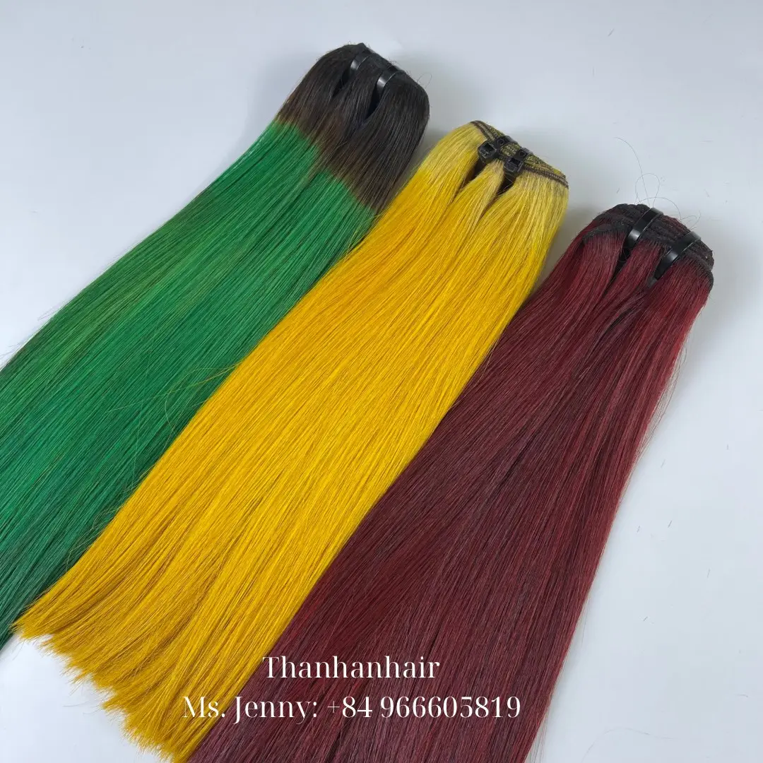 Extensions de cheveux Thanh an 100% faisceaux de cheveux vierges bruts de trame droite d'os de couleur humaine avec> = 60% rapport de cheveux le plus long