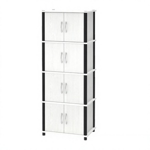 Modern 1955 Multi Use 4 Tier <b>Storage</b> Cabinet Wood Double Door <b>Sideboard</b> Tall Accent Mahogany Oak Buffet Cupboard - Product Image 2