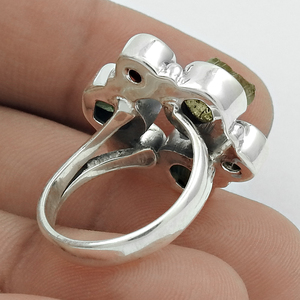 Best Seller Natural Rough Tourmaline Garnet Amethyst Crystal Gemstone <b>Ring</b> 925 Sterling Silver Wholesale <b>Indian</b> Handmade Jewelry - Product Image 3