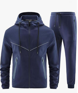 Ensemble de survêtement pour homme avec logo personnalisé de premier ordre Sweat à capuche et pantalon en polaire décontracté pour l'hiver prêt à expédier - Product Image 1