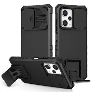 Étui pour <span class=keywords><strong>Xiaomi</strong></span> Redmi Note 12 12S 11, protection de l'appareil photo coulissante, étui de téléphone pour Redmi Note 12 Pro + Plus, coque arrière avec béquille - Product Image 1