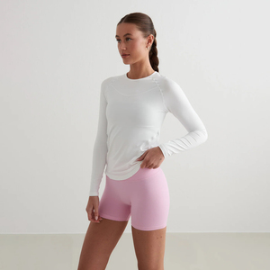 Camiseta de gimnasio de manga larga para mujer, camiseta de entrenamiento transpirable de tela elástica de secado rápido, ropa deportiva de entrenamiento OEM personalizada - Product Image 1
