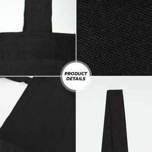 Bolsa de Tela Negra de Algodón con Asas, Ecológica y Resistente, Tamaño Mediano 14x16 (35x40 cm), para Publicidad o Uso en la Playa, Bolsa sin Estampado - Product Image 3