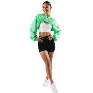 Veste Courte Femme en Nylon Vert Légère Coupe-Vent à Manches Longues avec Ourlet Élastique et Fermeture Éclair – Haut Décontracté pour Activités Sportives - Product Image 3
