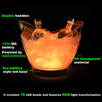 Fabricant de l'usine bar Club Bière Vin Boisson Restaurant Logo Personnalisé Lumineux Seau à Glace Led Rechargeable en Plastique avec Éclairage