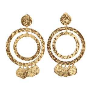 Créoles en laiton plaqué or, vente en gros, pierre semi-précieuse naturelle, finition laiton satiné, motif unique de créateur, vente en gros, mode - Product Image 1