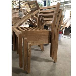 Chaise de jardin en teck massif résistant aux intempéries, empilable, chaise de salle à manger de patio, sans accoudoirs, mobilier en bois d'extérieur pour café et hôtel - Product Image 6
