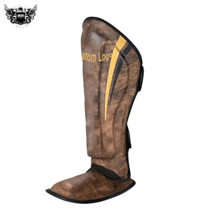IRON PUNCH INDUSTRIES Protège-tibia léger en cuir antique de haute qualité Logo personnalisé imprimé entraînement de boxe Protection de base - Product Image 6