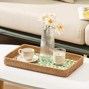 Ensemble de 3 plateaux rectangulaires, paniers de rangement, plateau tissé décoratif naturel pour la décoration de la maison, salle de bain, comptoir de cuisine - Product Image 2