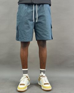 Shorts d'été décontractés pour hommes en toile 100 % coton, motif uni, cordon de serrage, taille élastique, respirant, séchage rapide, imperméable - Product Image 3