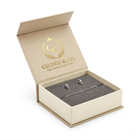 Boîte à bijoux argentée métallique pour pendentifs, boîte en papier scintillante avec insert en mousse haute densité pour la vente au détail