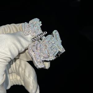 จี้เพชรสองชั้น VVS Moissanite หรูหราจำนวน925สร้อยคอเครื่องประดับฮิปฮอปสีเงินที่กำหนดเอง - Product Image 3