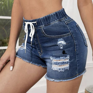 Pantalones cortos de mezclilla transpirables de alta calidad con diseño de servicio OEM para mujer, cintura alta, respetuosos con el medio ambiente, a precio bajo a la venta - Product Image 2