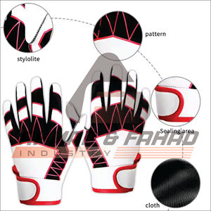 Gants de frappeur en cuir professionnels pour hommes Gants de receveur rembourrés fabriqués au Pakistan pour le baseball par le fabricant - Product Image 3