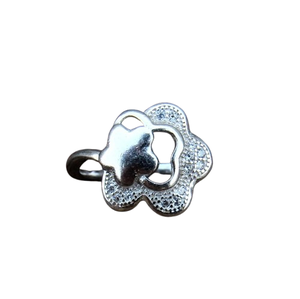 925 Solid <b>Silver</b> Floral Ring for Women Popular Art Deco Design with <b>White</b> Topaz Rhodium Plating for Weddings <b>and</b> Parties - Product Image 1