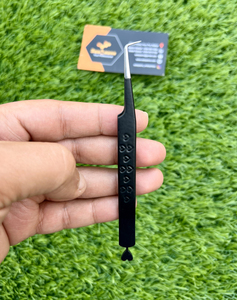 Pinzas profesionales para extensión de pestañas de acero inoxidable, revestimiento de polvo negro sostenible, punta de volumen personalizada con estampado de corazón privado - Product Image 2