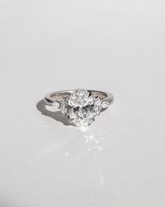 7x9mm Oval Cut Moissanite Engagement Ring | Three <b>Stone</b> with Side Accents | Gold Silver Bridal Wedding Fine Jewelry OEM - Product Image 1