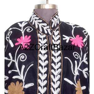 Elegant Floral Embroidered Suzani <b>Velvet</b> <b>Jacket</b> with Windproof Cotton Fill Friends Gift Winter <b>Jacket</b> <b>Women</b> <b>Jacket</b> <b>For</b> Party - Product Image 3
