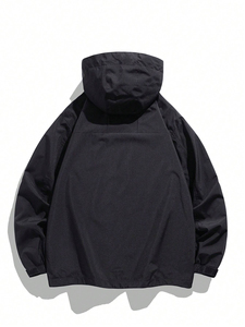 OEM Men's High Street Style Windbreaker <b>Jacket</b> Custom Outdoor Windproof Waterproof with Detachable Hood Stand Collar for Winter - Product Image 2