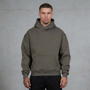 Sweat-shirts à capuche sur mesure, 100% coton molletonné, de haute qualité, surdimensionnés, unis, pour hommes - Product Image 3