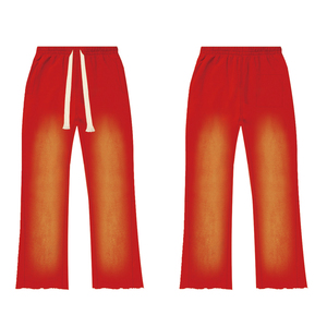 Venta al por mayor de pantalones de chándal acampanados con lavado ácido con logotipo personalizado, ropa de calle para hombre, pantalones de Jogger de color sólido de algodón de alta calidad, pantalones para hombre - Product Image 3