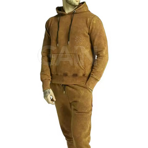 Chándal de invierno con capucha de color liso, lavado ácido, transpirable y de secado rápido para hombre, servicio OEM personalizado - Product Image 1