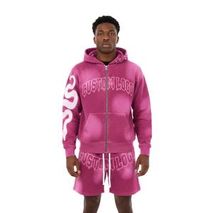 Conjunto de Sudadera con Capucha y Pantalones Cortos de Verano Más Vendido, con Pedrería, Oversize, con Cremallera, de Felpa Francesa Lavada, Conjunto de Sudadera con Capucha 2026 - Product Image 3