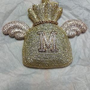 14K White Gold Plated 3.30Ct Real Moissanite Round Cut Money Bag Pendant for Men Hip-Hop Style Princess Cut - Product Image 4