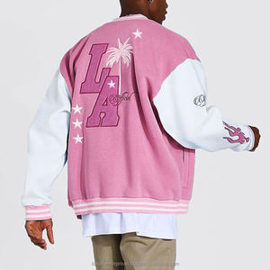 Venta al por mayor a granel chaqueta de invierno de los Hombres Nuevo diseño de gran tamaño Chenille Bomber con béisbol apliques Letterman frente patrón de retazos - Product Image 2