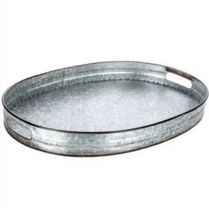 Bandeja ovalada de estilo moderno Bandeja de servicio de metal de hierro antiguo de cobre con asa Decoración envejecida - Product Image 4