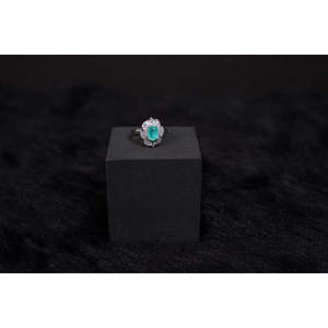 NOVAMART Fine Silverings 925 Sterling <b>Silver</b> Dazzling Green <b>Ring</b> Geometric Pattern Gemstone <b>Emerald</b> Cut Topaz Morganite Everyday - Product Image 1