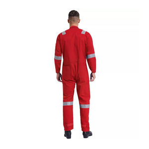 Mono de seguridad de algodón y poliéster para hombre con logotipo personalizado de gran oferta de color rojo, uniforme de trabajo reflectante de alta visibilidad - Product Image 5