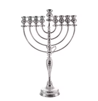 Premium Home Decorative Grand Laiton Antique Menorah Bougeoir À La Main Religieux Neuf Branches Bougie Éclairage Décor