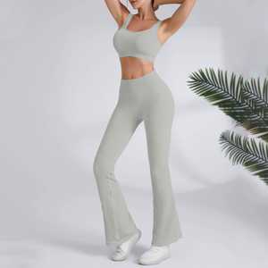 Custom Sportswear Gym Clothes Women <b>Tops</b> Fitness Workout Active <b>Leggings</b> Long Sleeve Running Yoga <b>Sets</b> for Women Flared <b>Legging</b> - Product Image 5