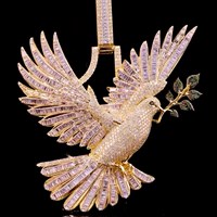 Colgante de Plata 925 con Moissanita en Forma de Pájaro Volador, Personalizable, Sin Níquel, Estilo Hip Hop, Chapado en Oro, para Fiesta de Halloween